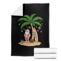 Funny Christmas In July Beach Throw Blanket Mankini Santa Summer Swimsuit Summer Holiday Vacation Graphic