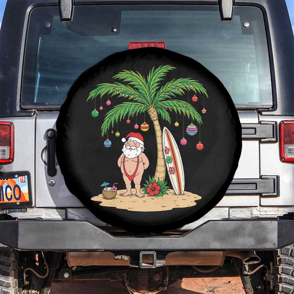 Funny Christmas In July Beach Spare Tire Cover Mankini Santa Summer Swimsuit Summer Holiday Vacation Graphic
