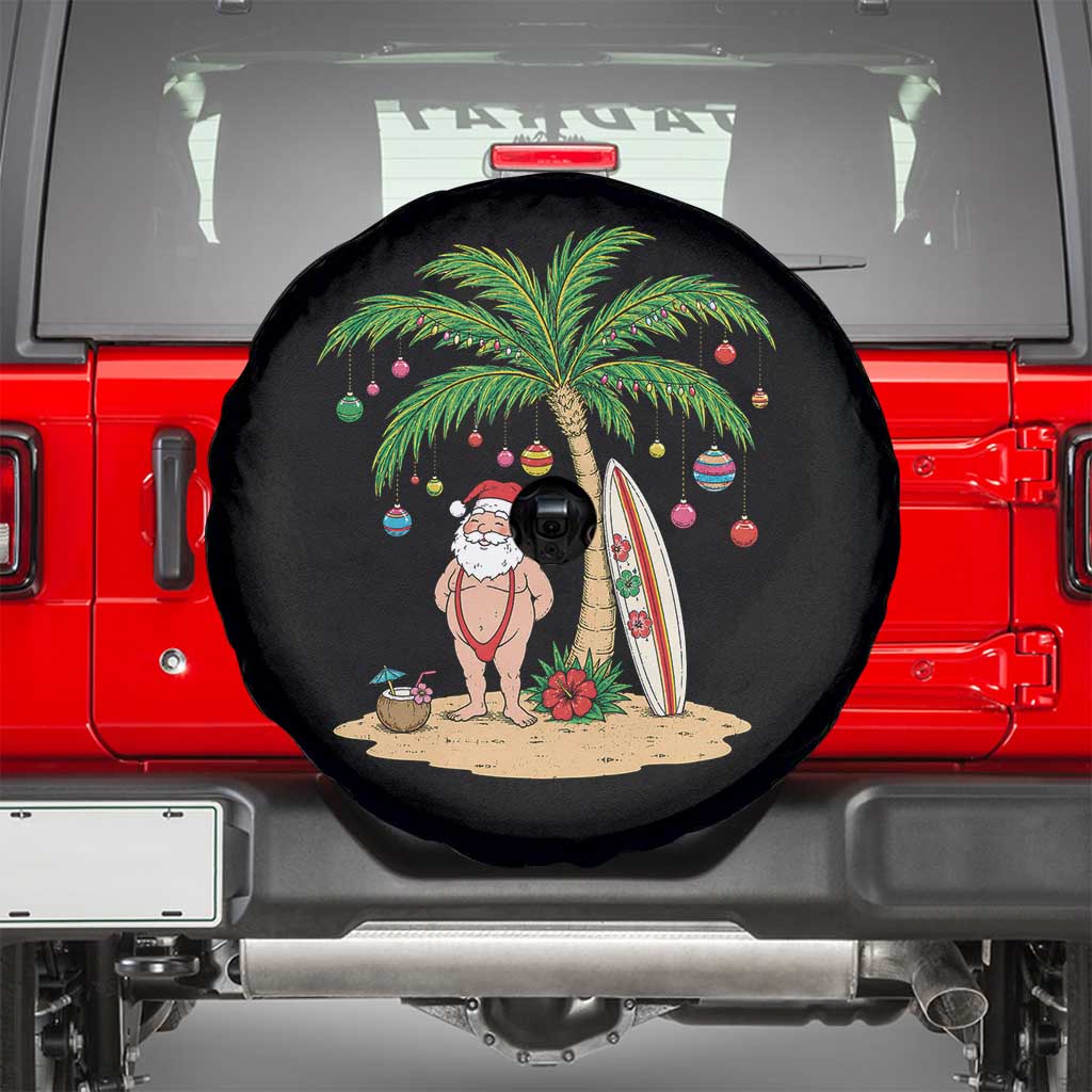 Funny Christmas In July Beach Spare Tire Cover Mankini Santa Summer Swimsuit Summer Holiday Vacation Graphic