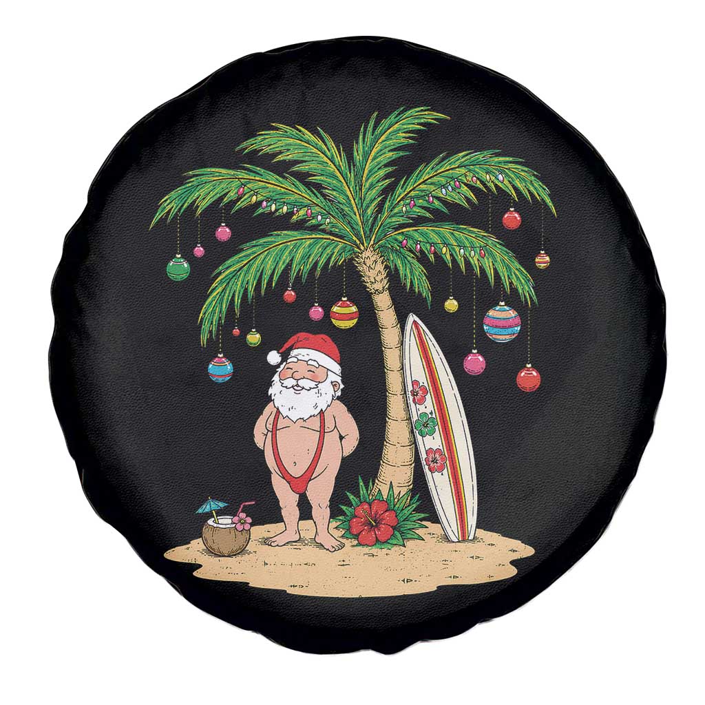 Funny Christmas In July Beach Spare Tire Cover Mankini Santa Summer Swimsuit Summer Holiday Vacation Graphic