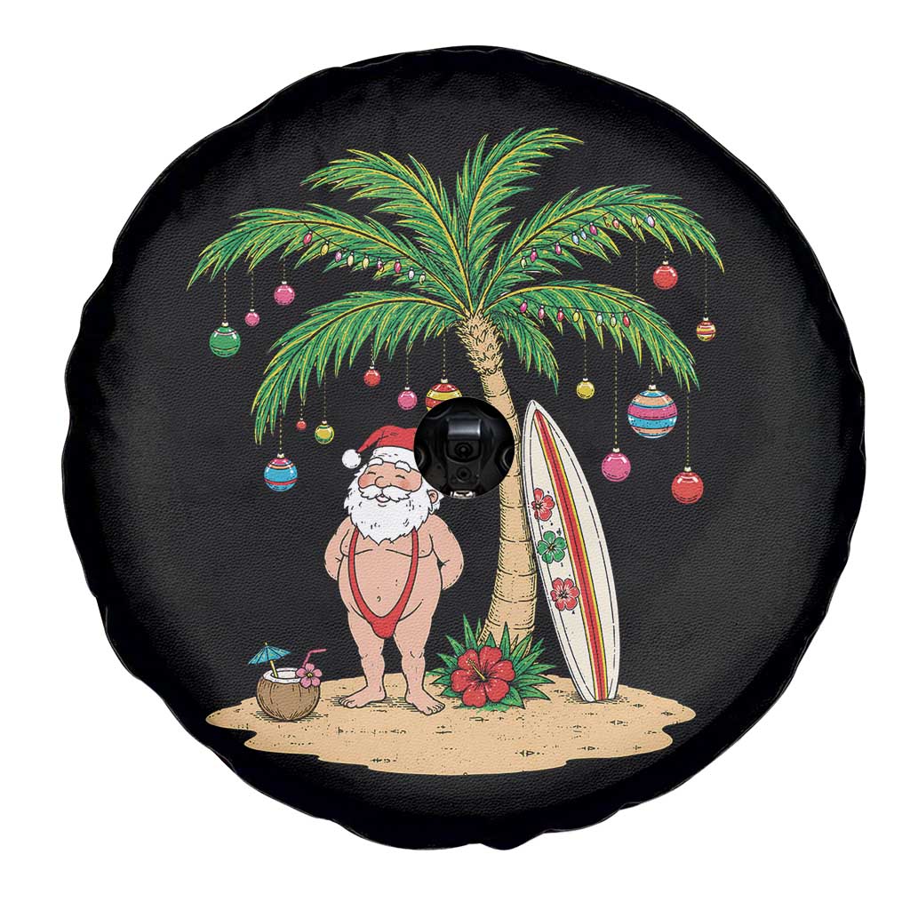 Funny Christmas In July Beach Spare Tire Cover Mankini Santa Summer Swimsuit Summer Holiday Vacation Graphic