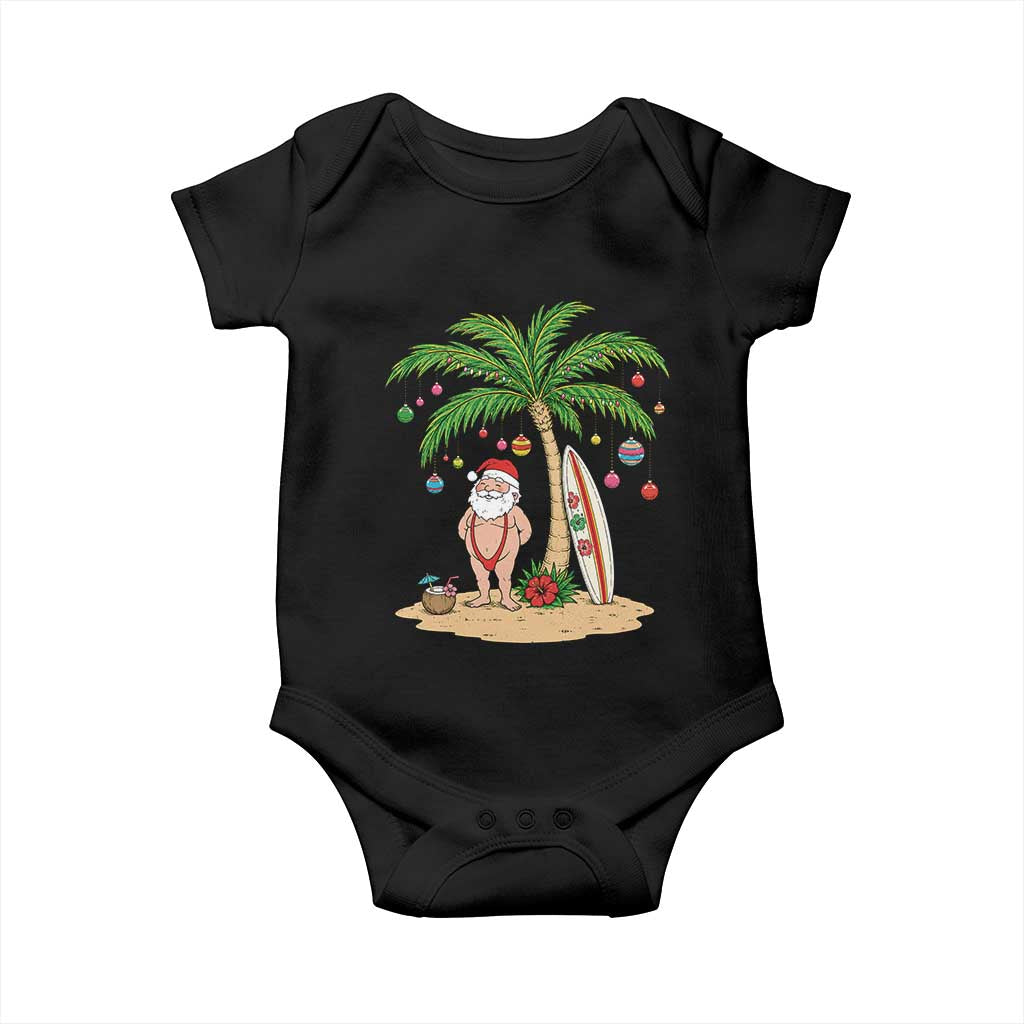 Funny Christmas In July Beach Baby Onesie Mankini Santa Summer Swimsuit Summer Holiday Vacation Graphic