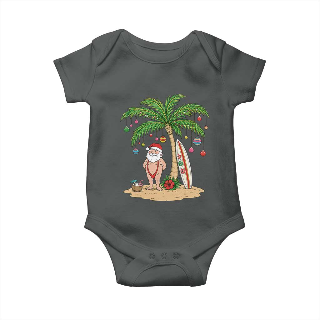 Funny Christmas In July Beach Baby Onesie Mankini Santa Summer Swimsuit Summer Holiday Vacation Graphic