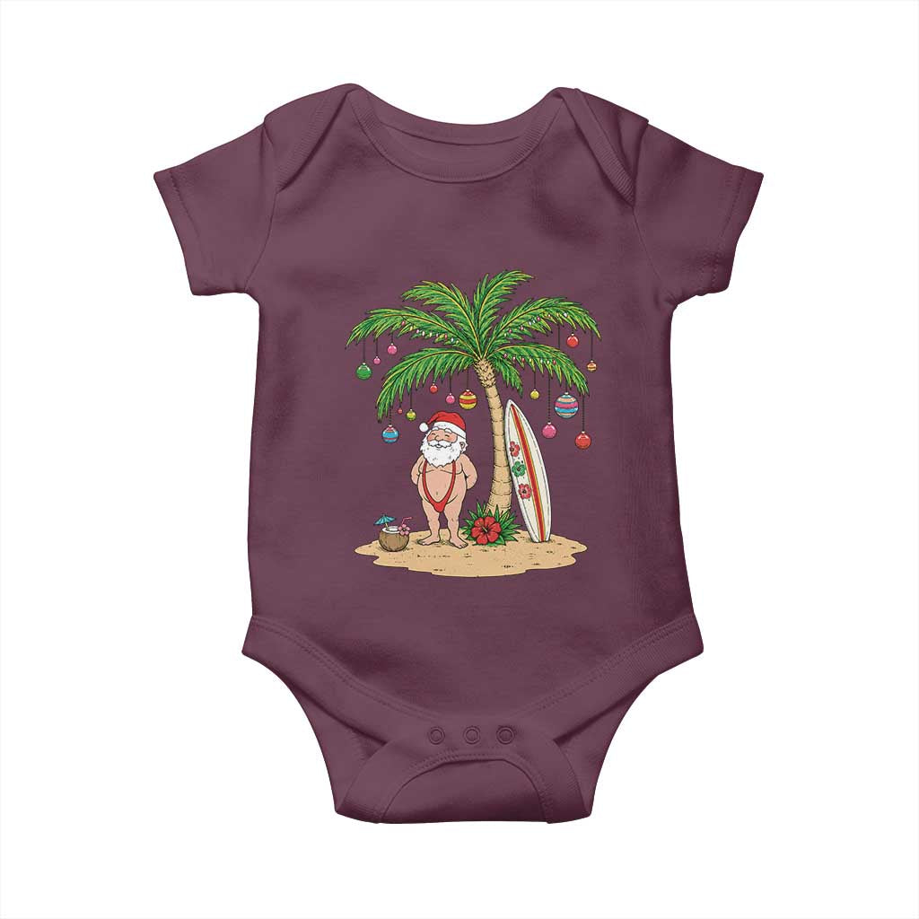 Funny Christmas In July Beach Baby Onesie Mankini Santa Summer Swimsuit Summer Holiday Vacation Graphic