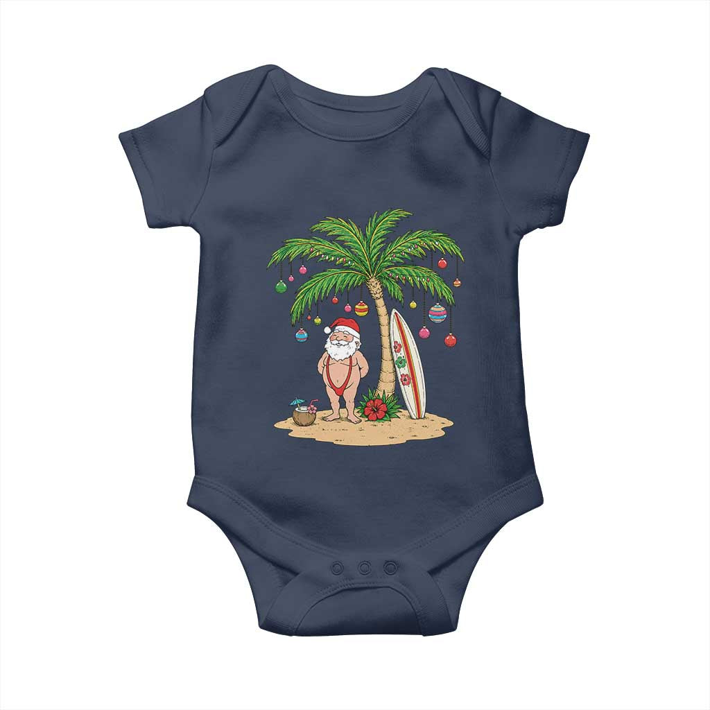 Funny Christmas In July Beach Baby Onesie Mankini Santa Summer Swimsuit Summer Holiday Vacation Graphic