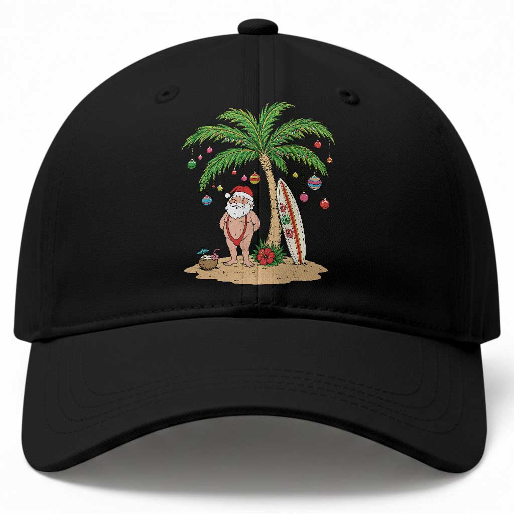 Funny Christmas In July Beach Baseball Cap Mankini Santa Summer Swimsuit Summer Holiday Vacation Graphic