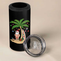 Funny Christmas In July Beach 4 in 1 Can Cooler Tumbler Mankini Santa Summer Swimsuit Summer Holiday Vacation Graphic