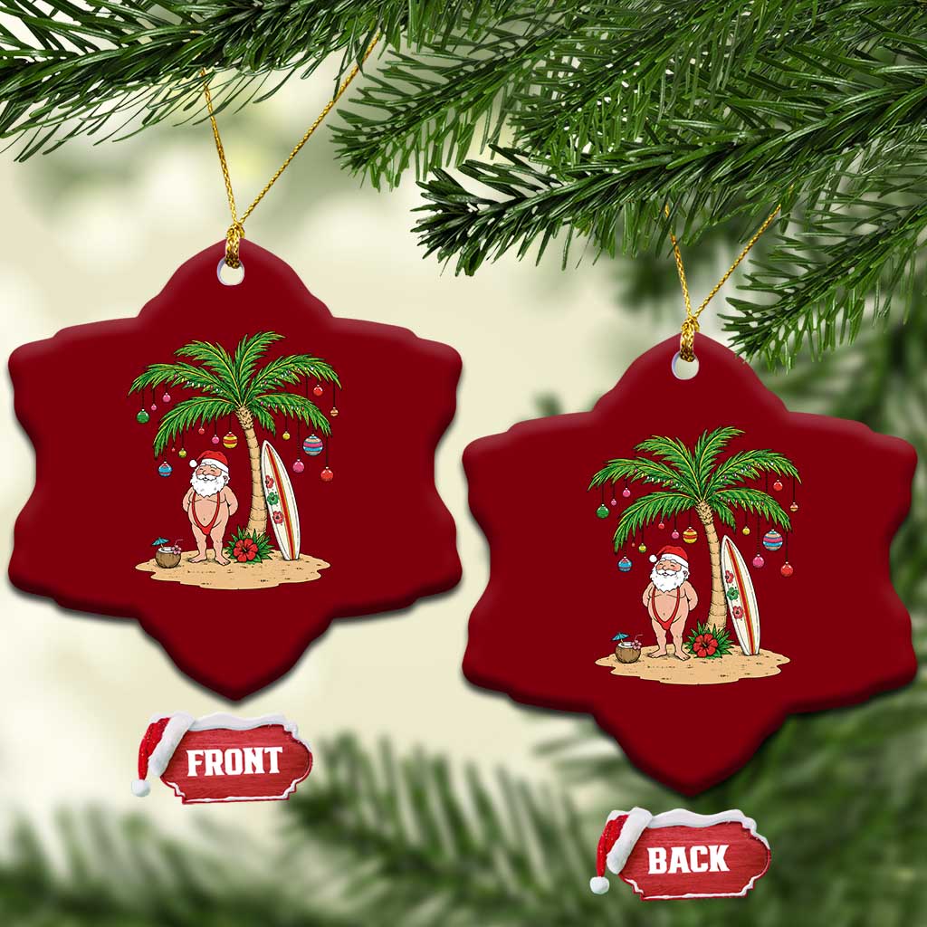 Funny Christmas In July Beach Ceramic Ornament Mankini Santa Summer Swimsuit Summer Holiday Vacation Graphic