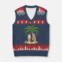 Funny Christmas In July Beach V-Neck Knit Sweater Vest Mankini Santa Summer Swimsuit Summer Holiday Vacation Graphic