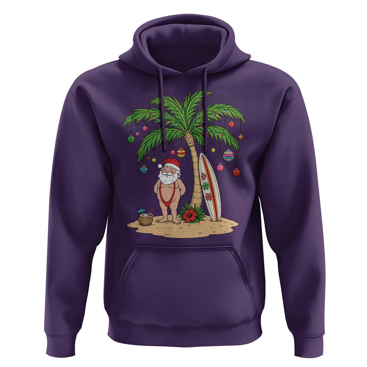 Funny Christmas In July Beach Hoodie Mankini Santa Summer Swimsuit Summer Holiday Vacation Graphic