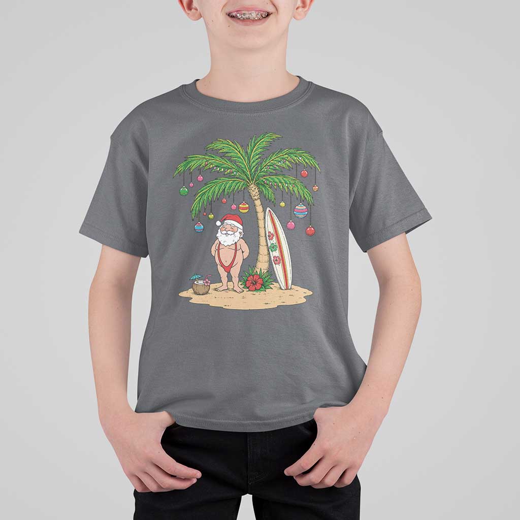 Funny Christmas In July Beach T Shirt For Kid Mankini Santa Summer Swimsuit Summer Holiday Vacation Graphic