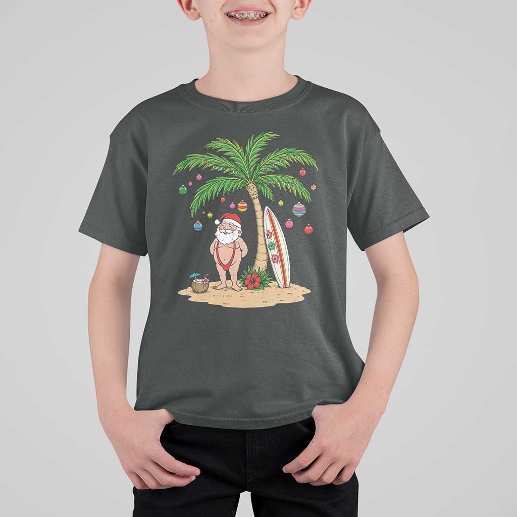 Funny Christmas In July Beach T Shirt For Kid Mankini Santa Summer Swimsuit Summer Holiday Vacation Graphic