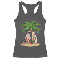 Funny Christmas In July Beach Racerback Tank Top Mankini Santa Summer Swimsuit Summer Holiday Vacation Graphic