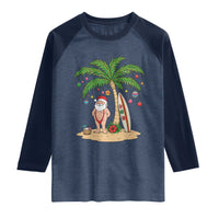 Funny Christmas In July Beach Raglan Shirt Mankini Santa Summer Swimsuit Summer Holiday Vacation Graphic