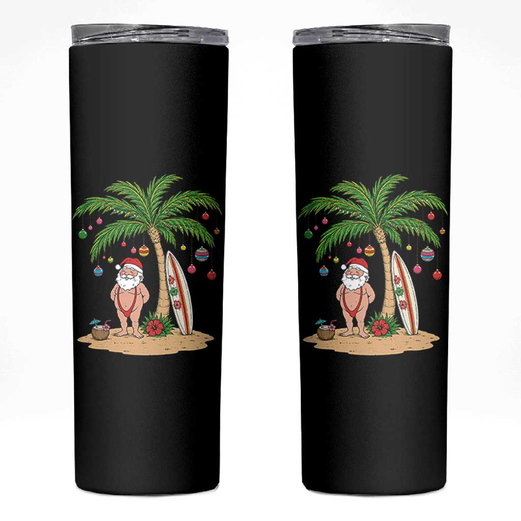 Funny Christmas In July Beach Skinny Tumbler Mankini Santa Summer Swimsuit Summer Holiday Vacation Graphic