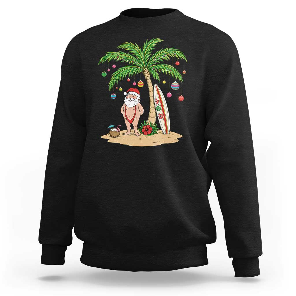 Funny Christmas In July Beach Sweatshirt Mankini Santa Summer Swimsuit Summer Holiday Vacation Graphic