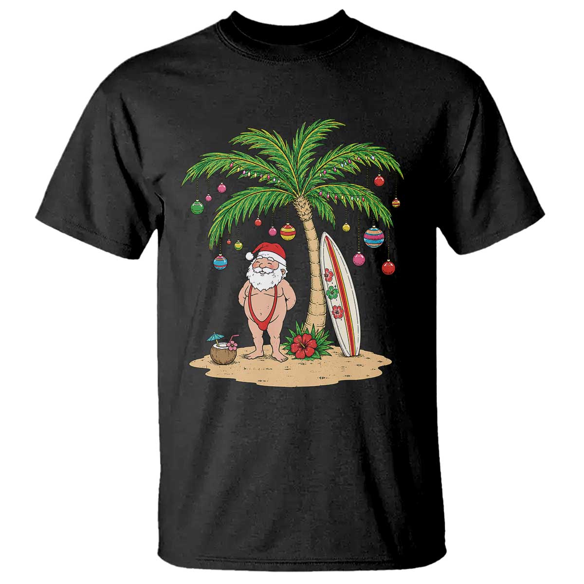 Funny Christmas In July Beach T Shirt Mankini Santa Summer Swimsuit Summer Holiday Vacation Graphic
