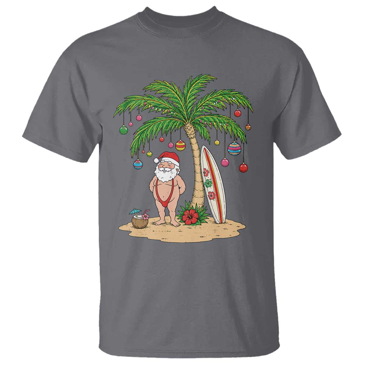 Funny Christmas In July Beach T Shirt Mankini Santa Summer Swimsuit Summer Holiday Vacation Graphic