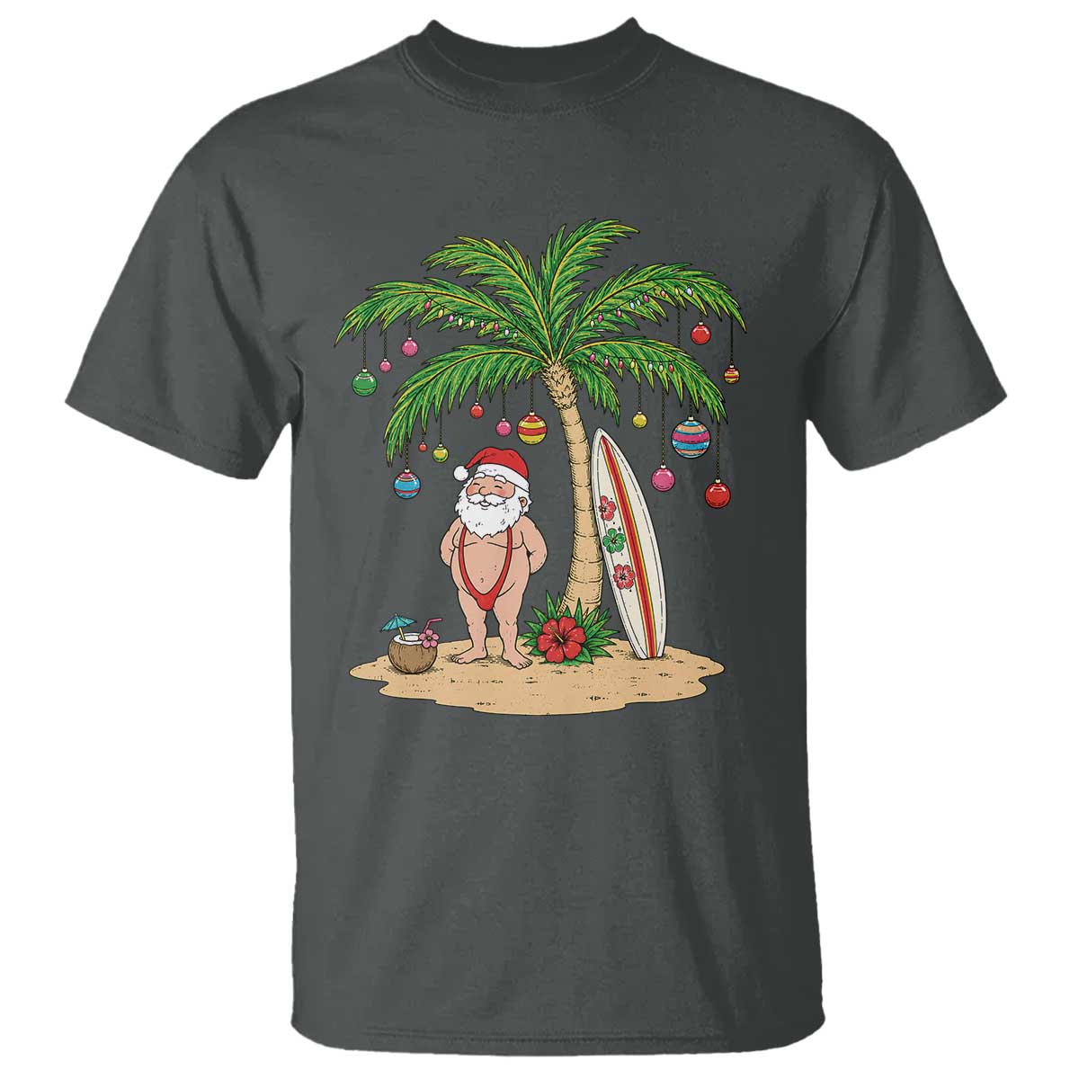 Funny Christmas In July Beach T Shirt Mankini Santa Summer Swimsuit Summer Holiday Vacation Graphic