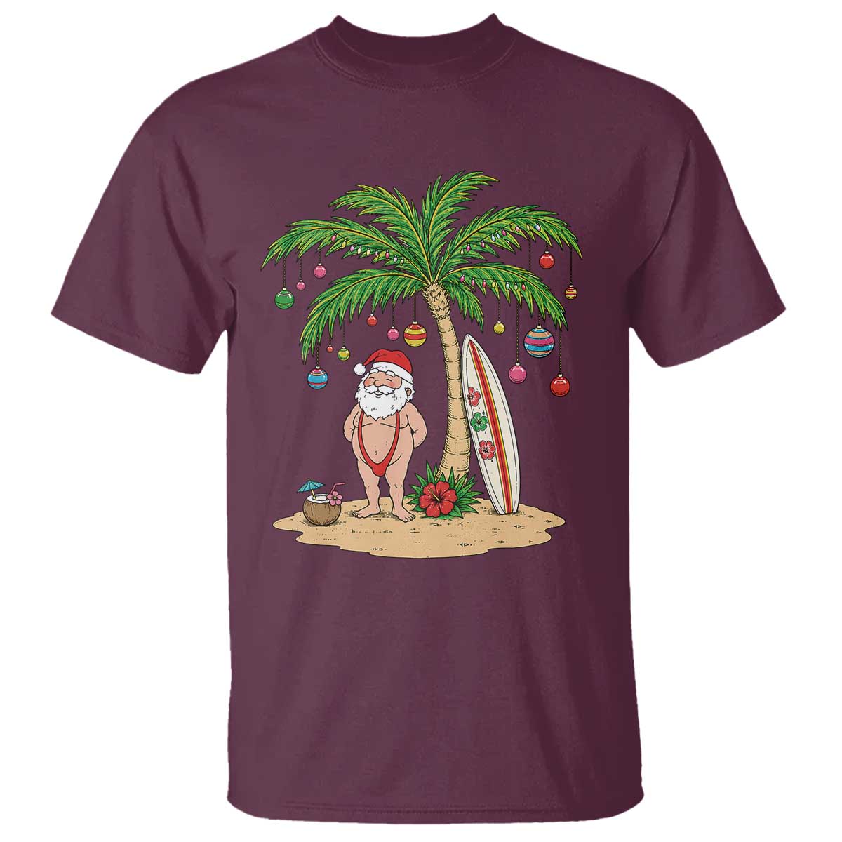 Funny Christmas In July Beach T Shirt Mankini Santa Summer Swimsuit Summer Holiday Vacation Graphic