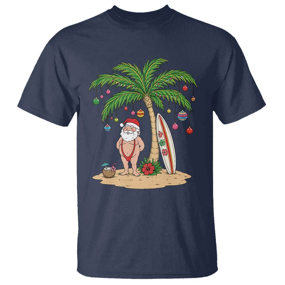 Funny Christmas In July Beach T Shirt Mankini Santa Summer Swimsuit Summer Holiday Vacation Graphic
