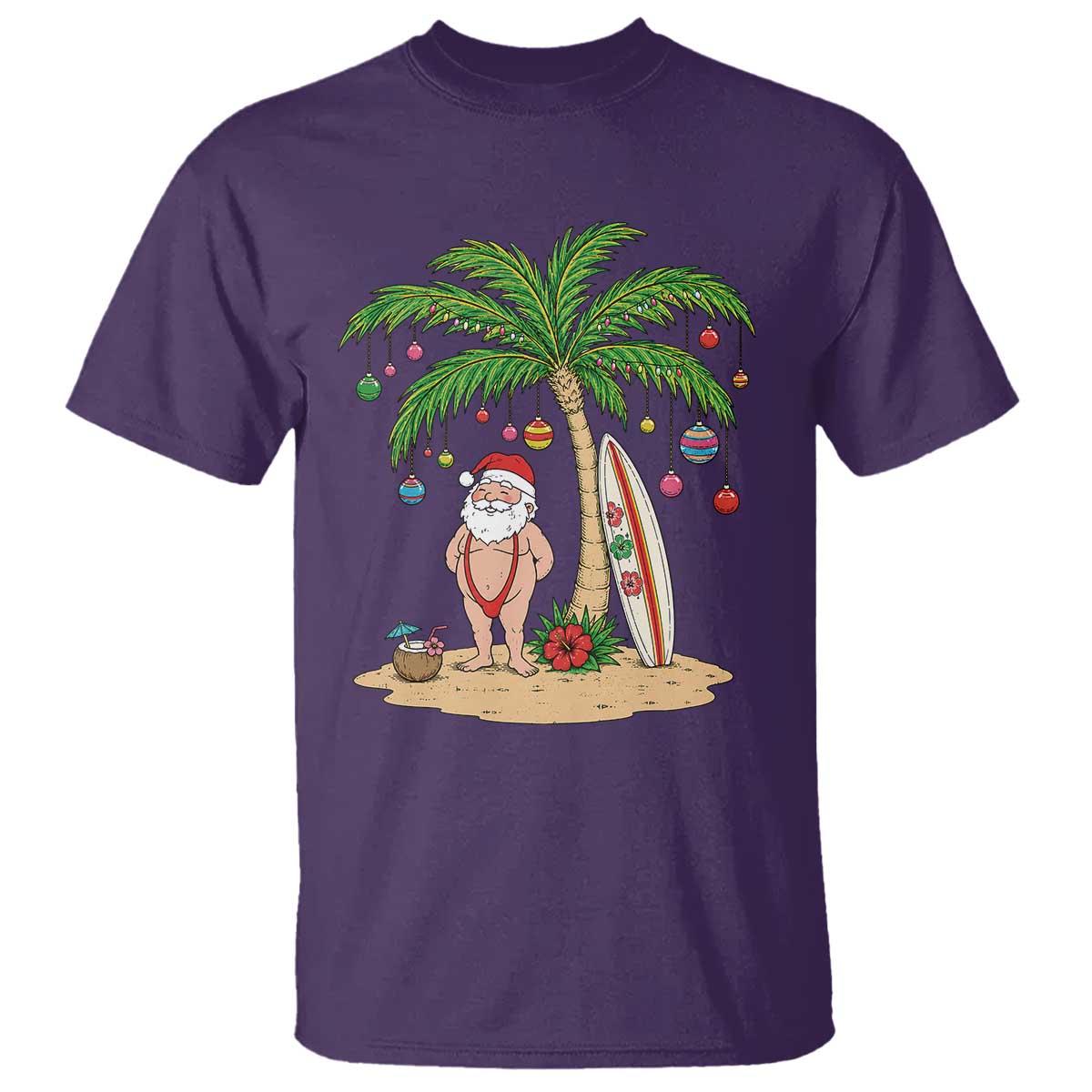 Funny Christmas In July Beach T Shirt Mankini Santa Summer Swimsuit Summer Holiday Vacation Graphic