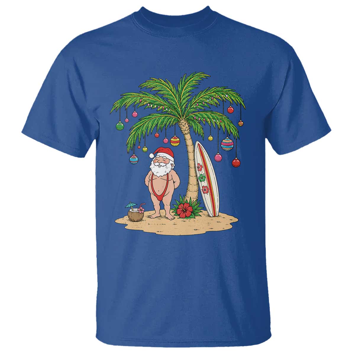 Funny Christmas In July Beach T Shirt Mankini Santa Summer Swimsuit Summer Holiday Vacation Graphic