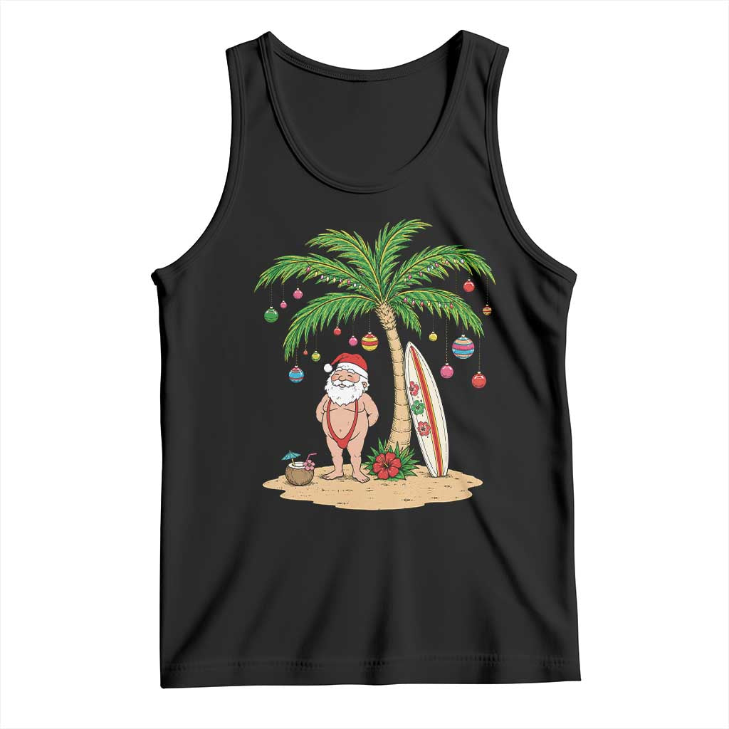 Funny Christmas In July Beach Tank Top Mankini Santa Summer Swimsuit Summer Holiday Vacation Graphic