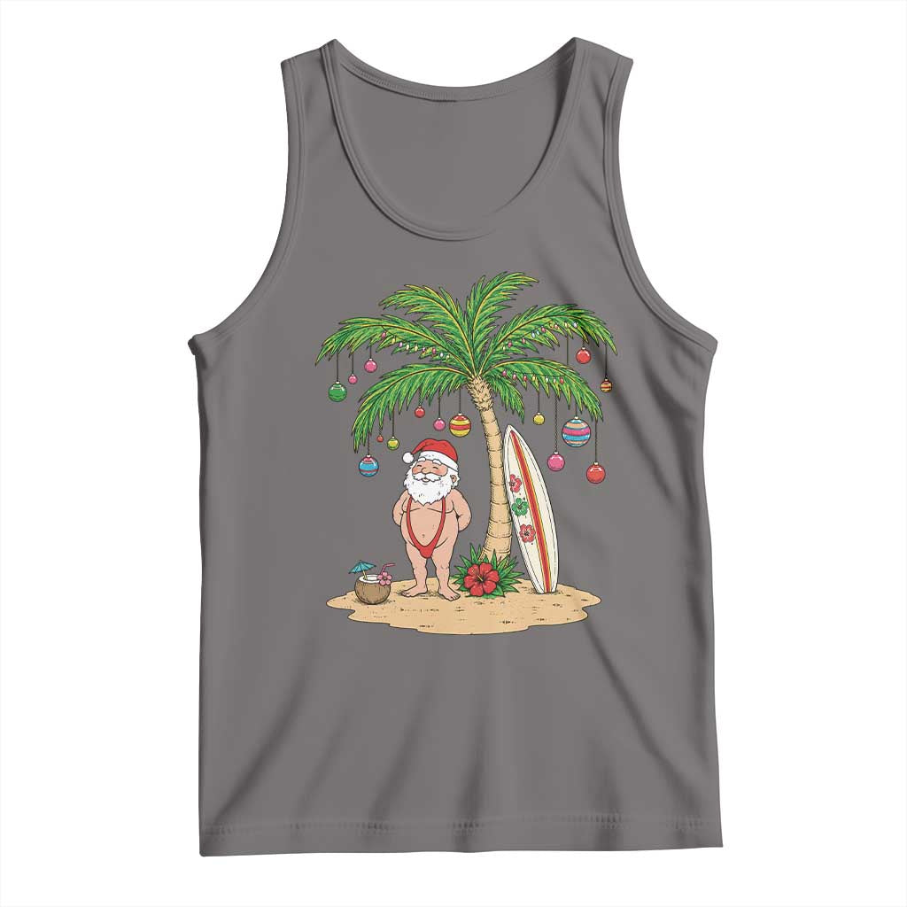 Funny Christmas In July Beach Tank Top Mankini Santa Summer Swimsuit Summer Holiday Vacation Graphic