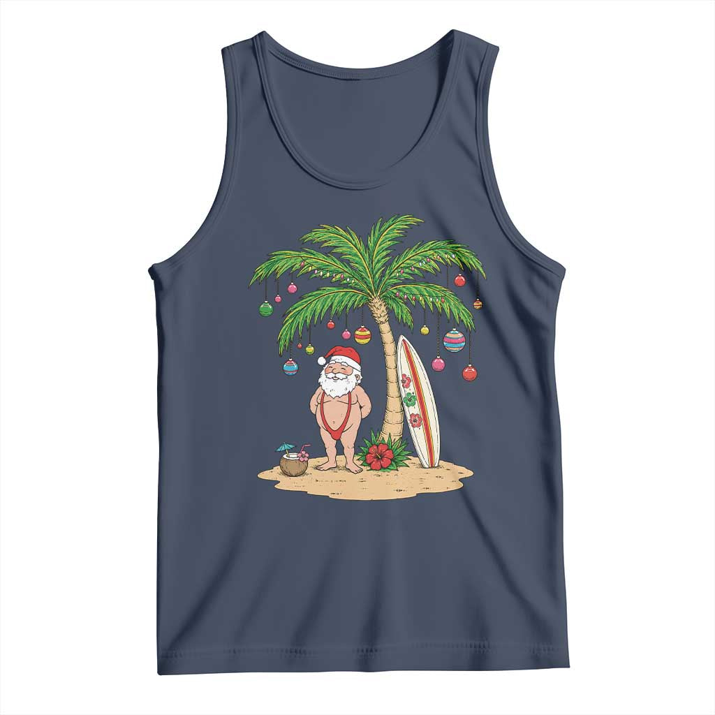 Funny Christmas In July Beach Tank Top Mankini Santa Summer Swimsuit Summer Holiday Vacation Graphic