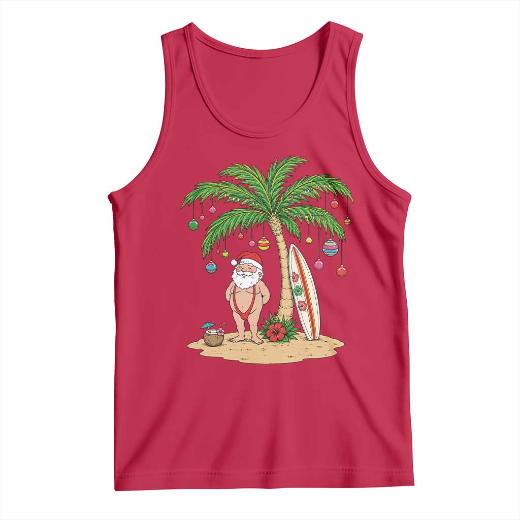 Funny Christmas In July Beach Tank Top Mankini Santa Summer Swimsuit Summer Holiday Vacation Graphic