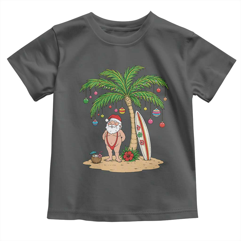 Funny Christmas In July Beach Toddler T Shirt Mankini Santa Summer Swimsuit Summer Holiday Vacation Graphic