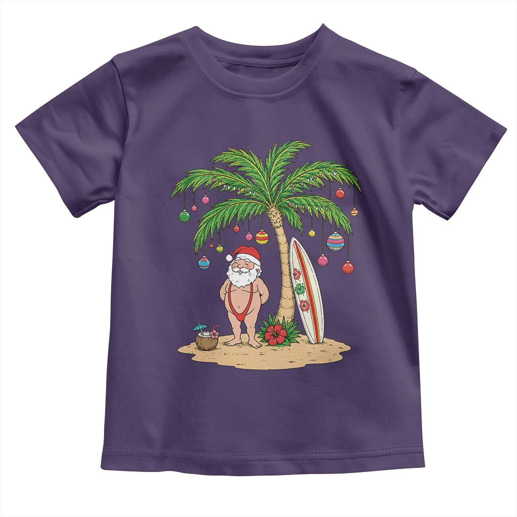 Funny Christmas In July Beach Toddler T Shirt Mankini Santa Summer Swimsuit Summer Holiday Vacation Graphic
