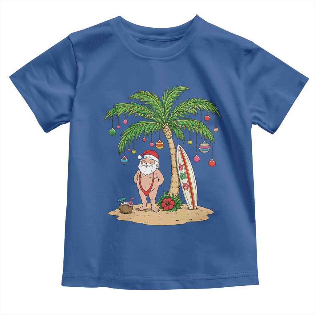 Funny Christmas In July Beach Toddler T Shirt Mankini Santa Summer Swimsuit Summer Holiday Vacation Graphic