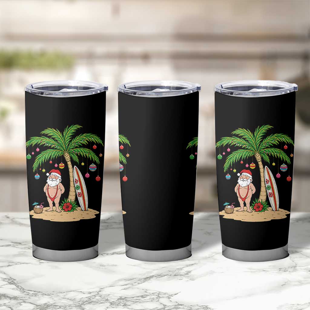 Funny Christmas In July Beach Tumbler Cup Mankini Santa Summer Swimsuit Summer Holiday Vacation Graphic