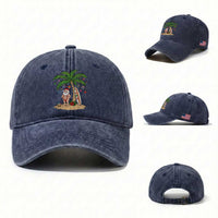 Funny Christmas In July Beach Washed Cotton Baseball Cap Mankini Santa Summer Swimsuit Summer Holiday Vacation Graphic