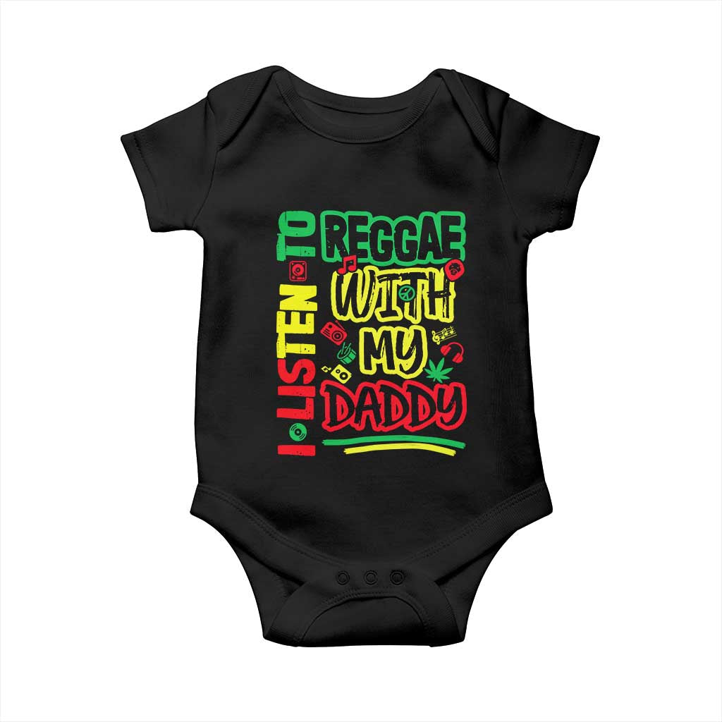 Rasta Baby Baby Onesie I Listen to Reggae with My Daddy - Wonder Print Shop