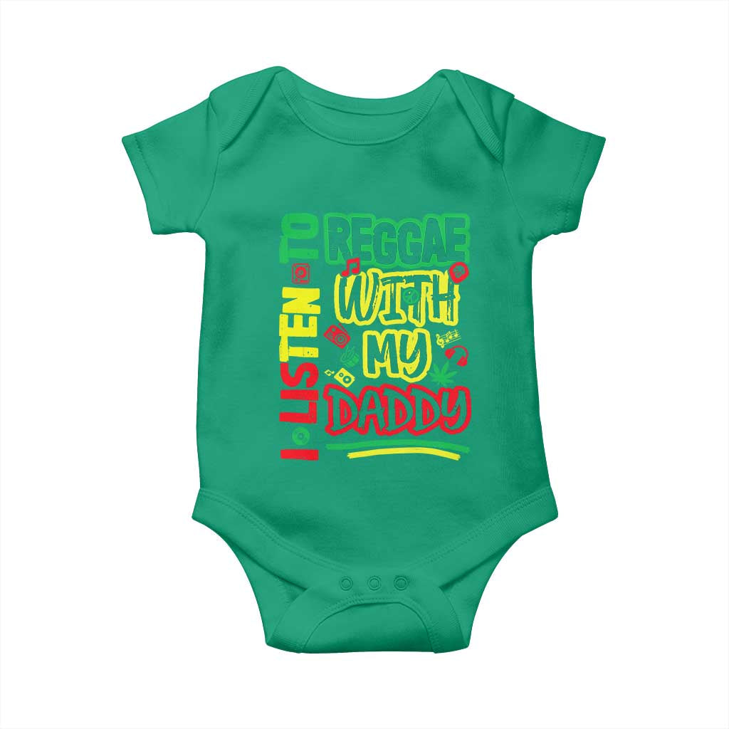Rasta Baby Baby Onesie I Listen to Reggae with My Daddy - Wonder Print Shop