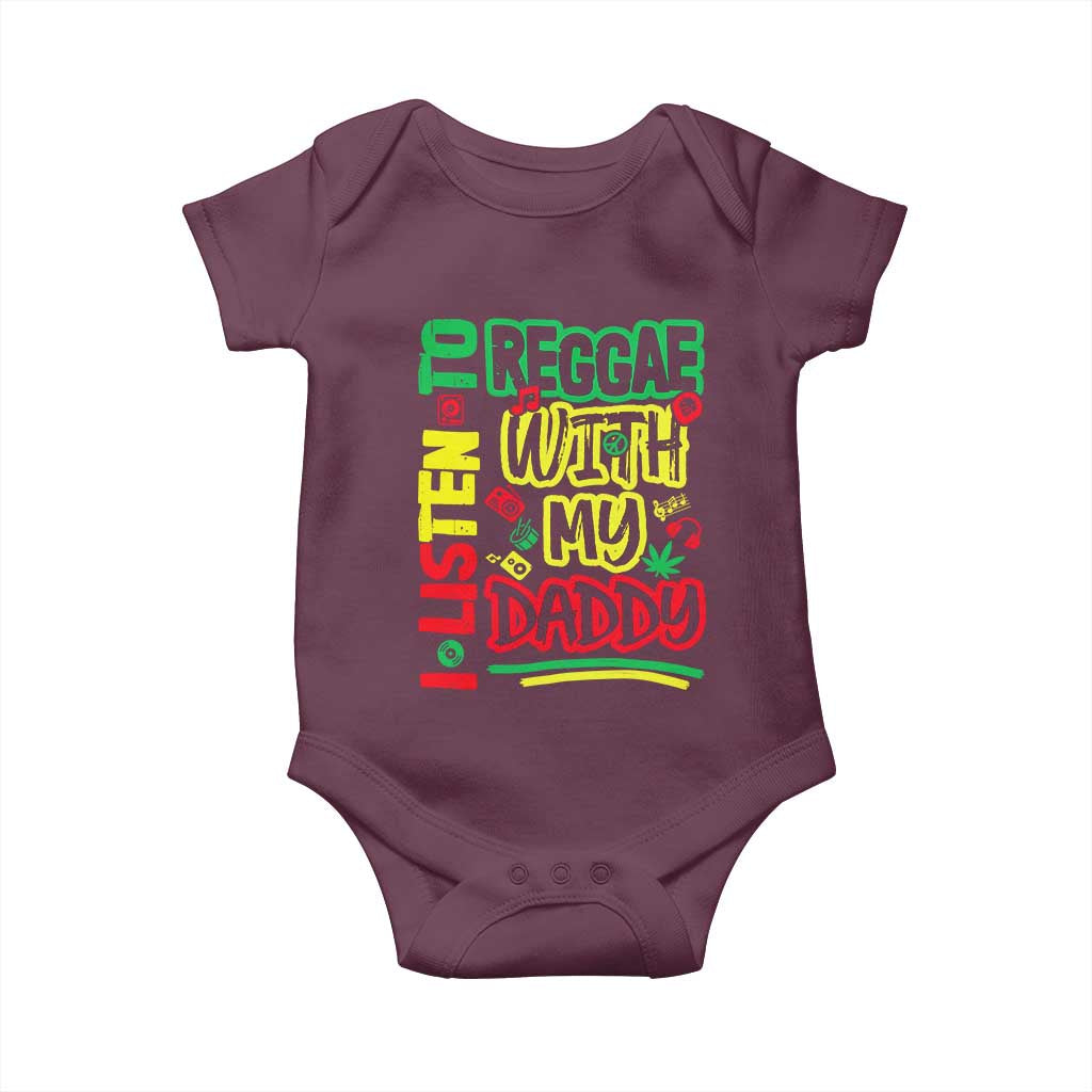 Rasta Baby Baby Onesie I Listen to Reggae with My Daddy - Wonder Print Shop