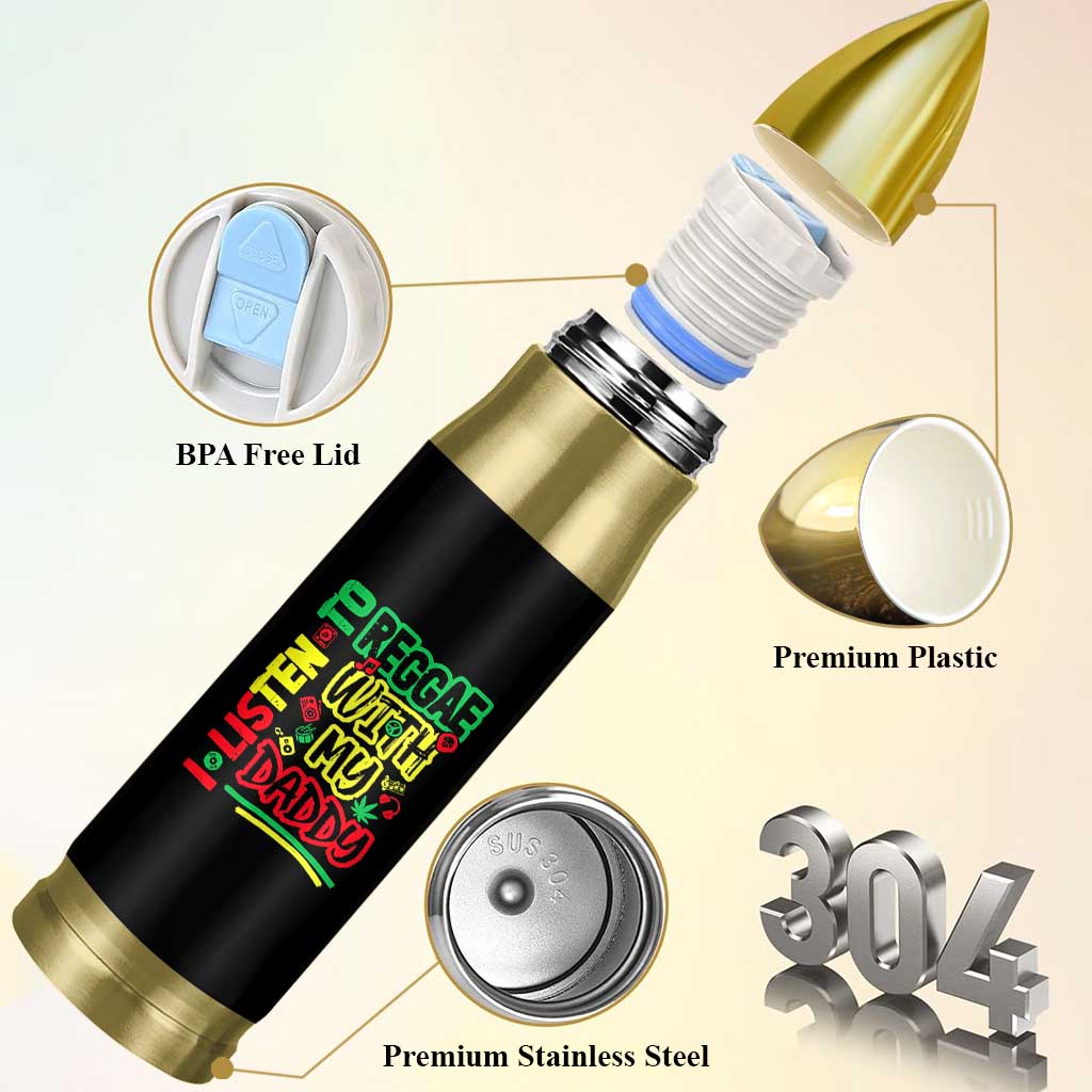 Rasta Baby Bullet Tumbler I Listen to Reggae with My Daddy - Wonder Print Shop