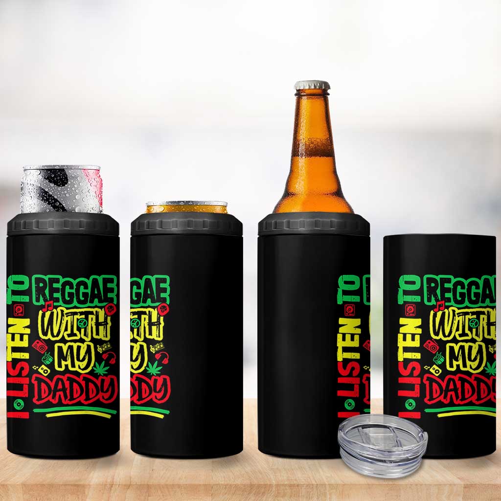 Rasta Baby 4 in 1 Can Cooler Tumbler I Listen to Reggae with My Daddy - Wonder Print Shop