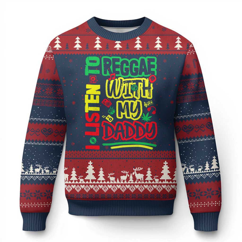 Rasta Baby Ugly Christmas Sweater I Listen to Reggae with My Daddy - Wonder Print Shop