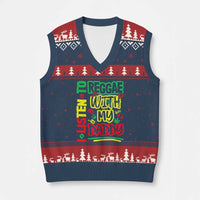 Rasta Baby V-Neck Knit Sweater Vest I Listen to Reggae with My Daddy - Wonder Print Shop