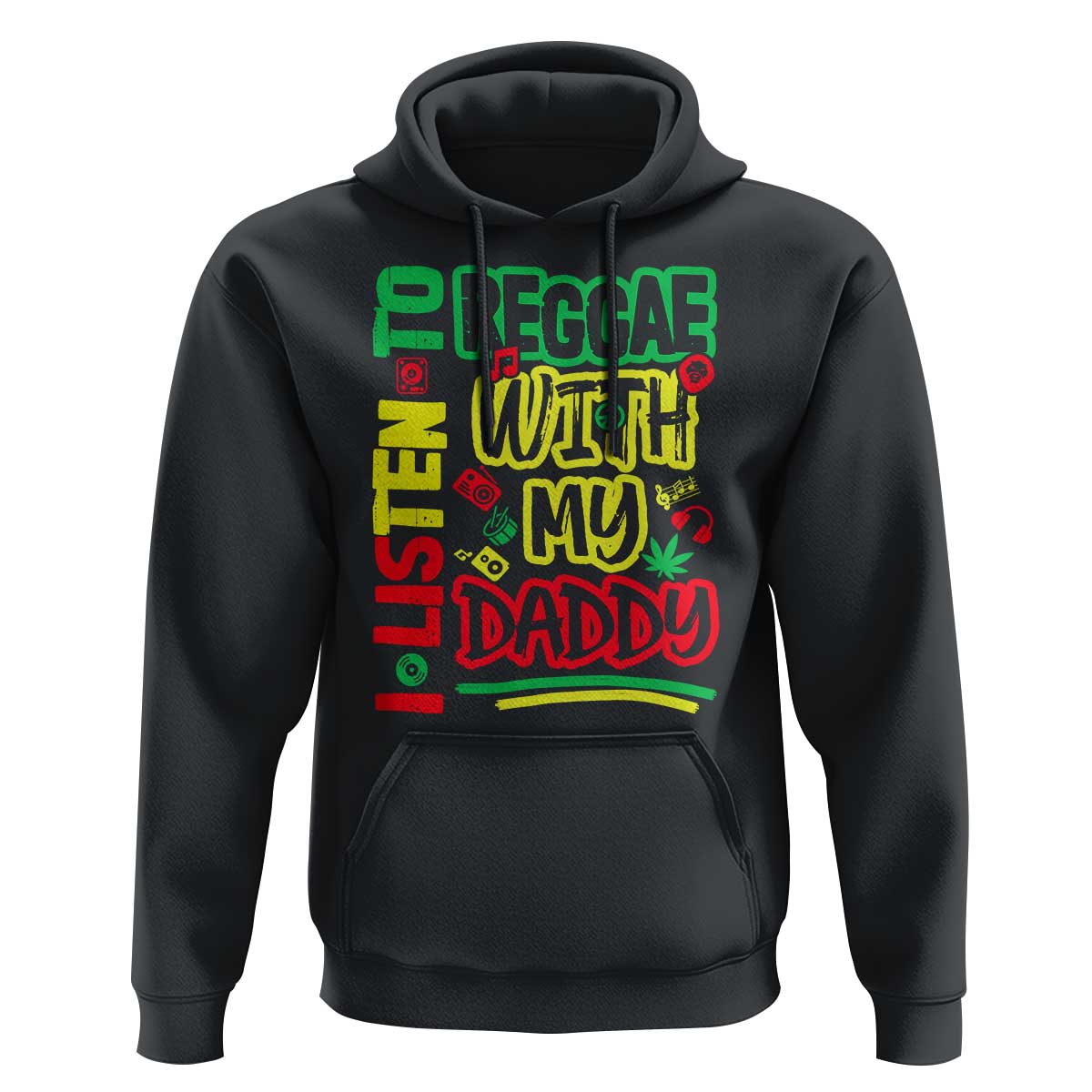 Rasta Baby Hoodie I Listen to Reggae with My Daddy - Wonder Print Shop