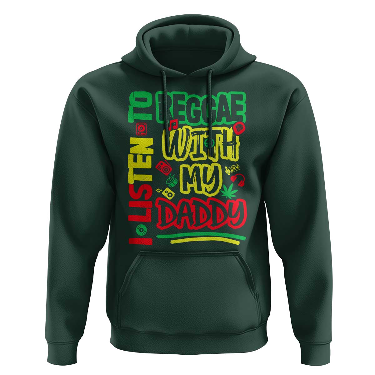 Rasta Baby Hoodie I Listen to Reggae with My Daddy - Wonder Print Shop