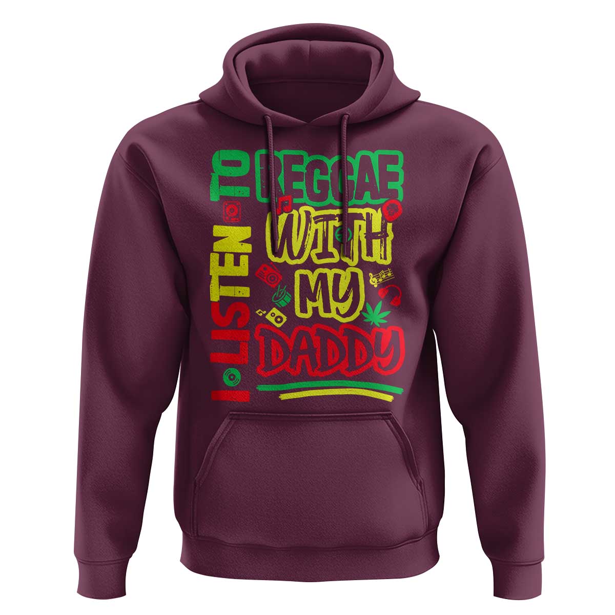 Rasta Baby Hoodie I Listen to Reggae with My Daddy - Wonder Print Shop