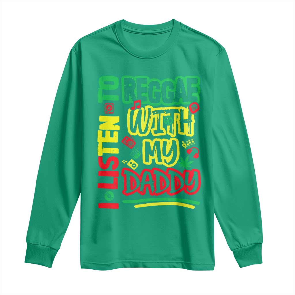 Rasta Baby Long Sleeve Shirt I Listen to Reggae with My Daddy - Wonder Print Shop