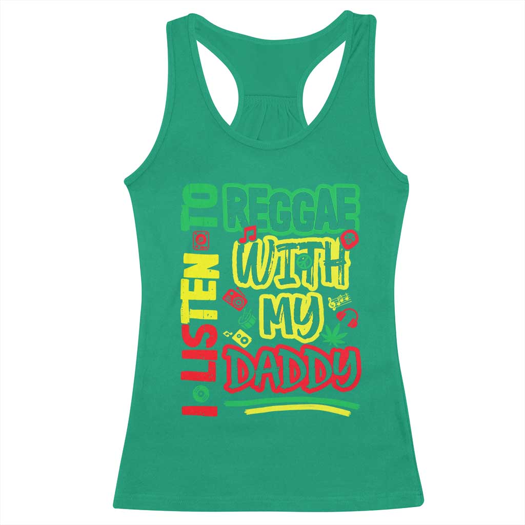 Rasta Baby Racerback Tank Top I Listen to Reggae with My Daddy - Wonder Print Shop