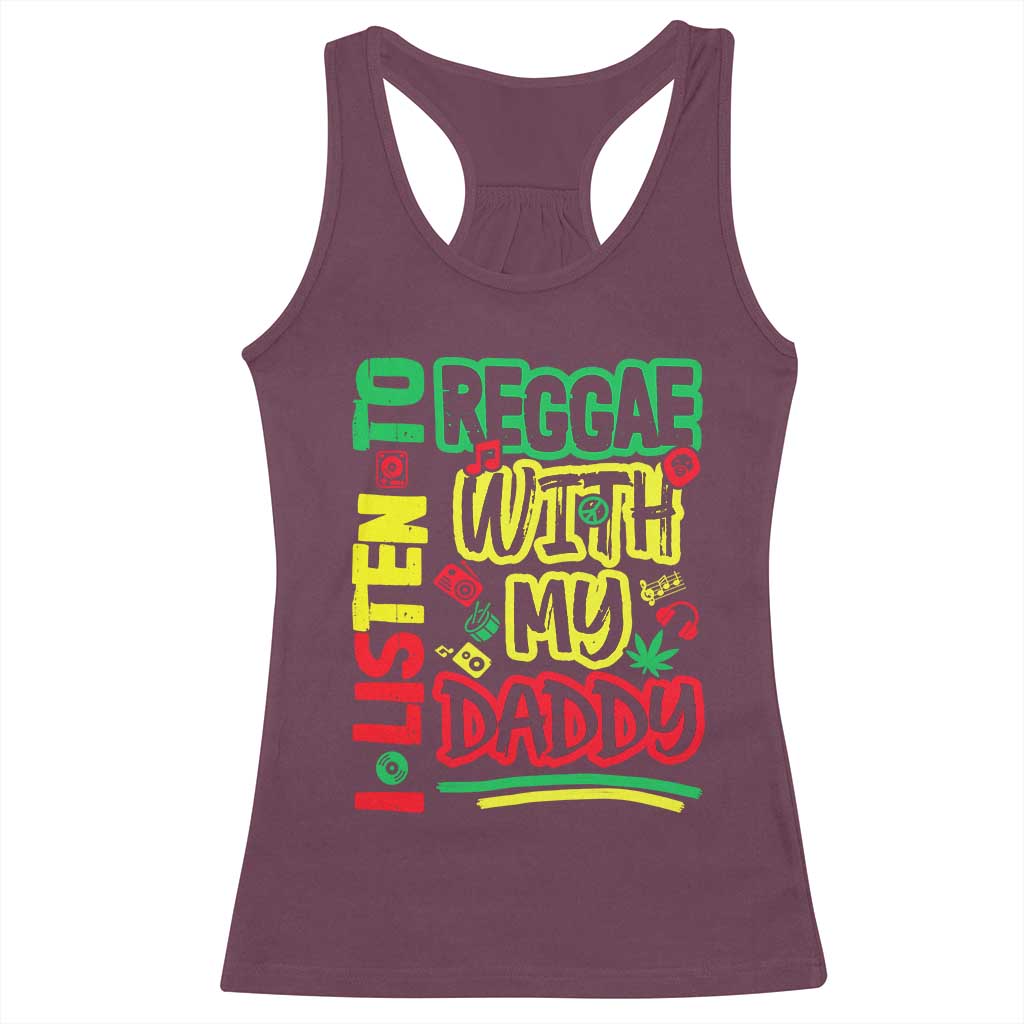 Rasta Baby Racerback Tank Top I Listen to Reggae with My Daddy - Wonder Print Shop