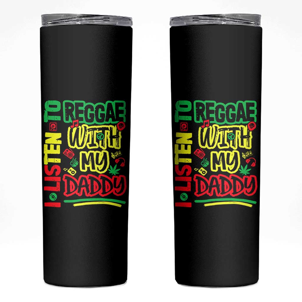 Rasta Baby Skinny Tumbler I Listen to Reggae with My Daddy - Wonder Print Shop